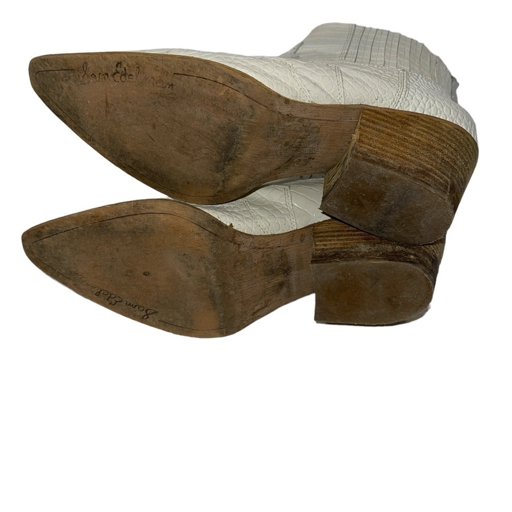 Sam Edelman Women's Ankle Booties Size 10M "Winona" White Leather Slip On - Picture 7 of 11